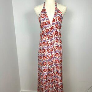 Isabel Marant printed silk crepe de chine halterneck midi dress size FR 34